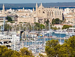 Palma de Mallorca, capital of the Balearic Islands, cathedral, charter base of Yates Europa and with excellent shipyards. 